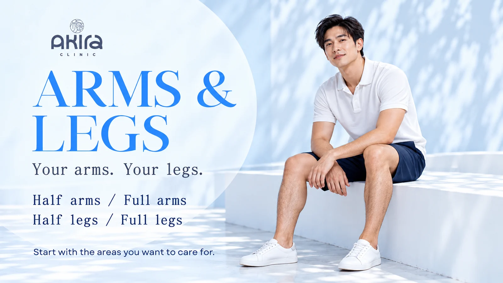 Half and full arms and legs as men's laser hair removal options