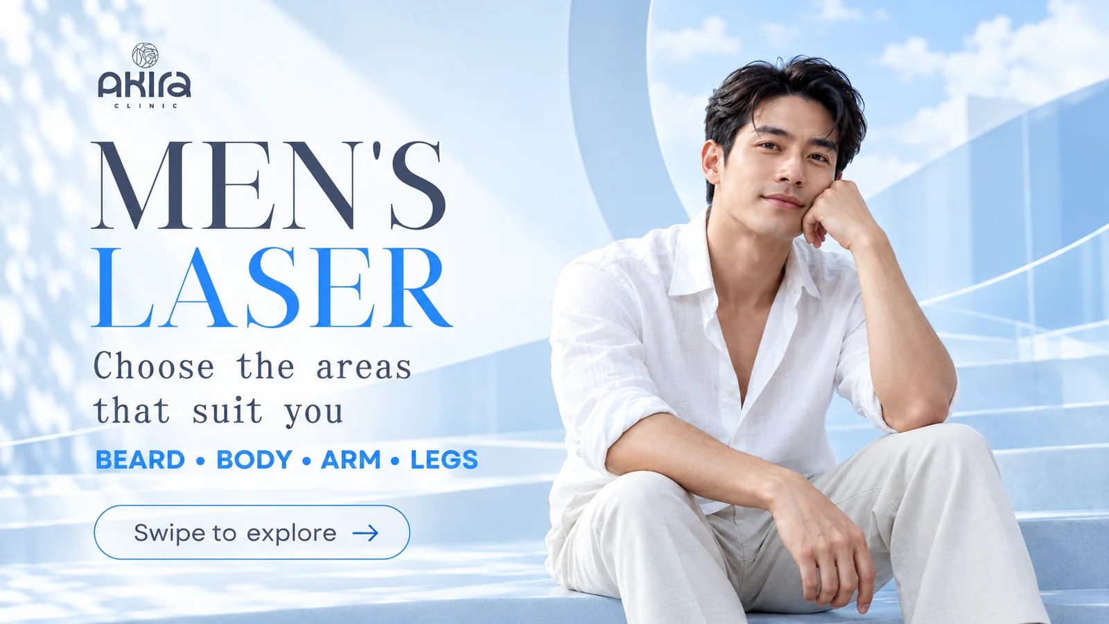 Men's laser hair removal guide: beard, body, arms and legs at Akira Clinic