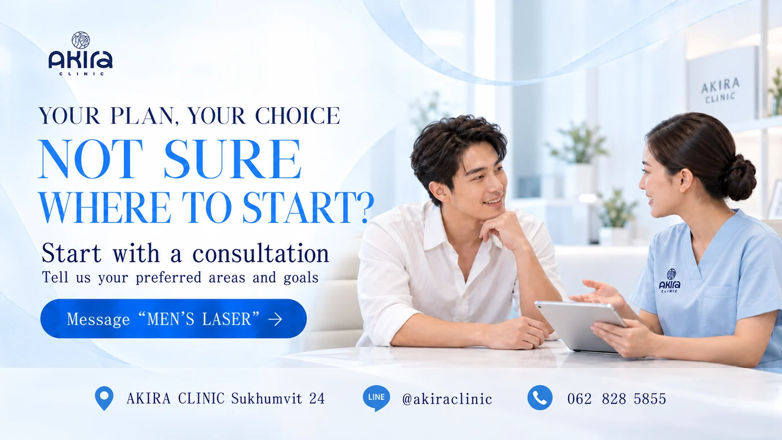 Consultation for men's laser hair removal at Akira Clinic Sukhumvit 24