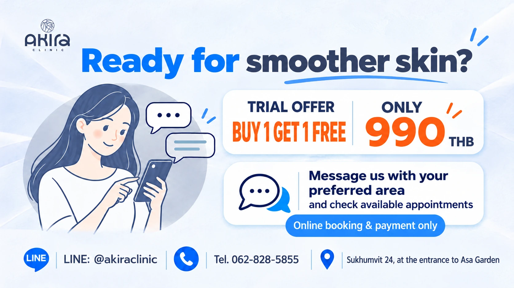 Book the Akira Clinic laser hair removal trial in Bangkok